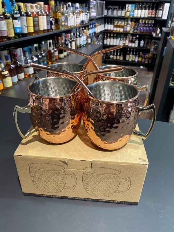 Moscow Mule beker 4 stuks + 4 rietjes Giftset
